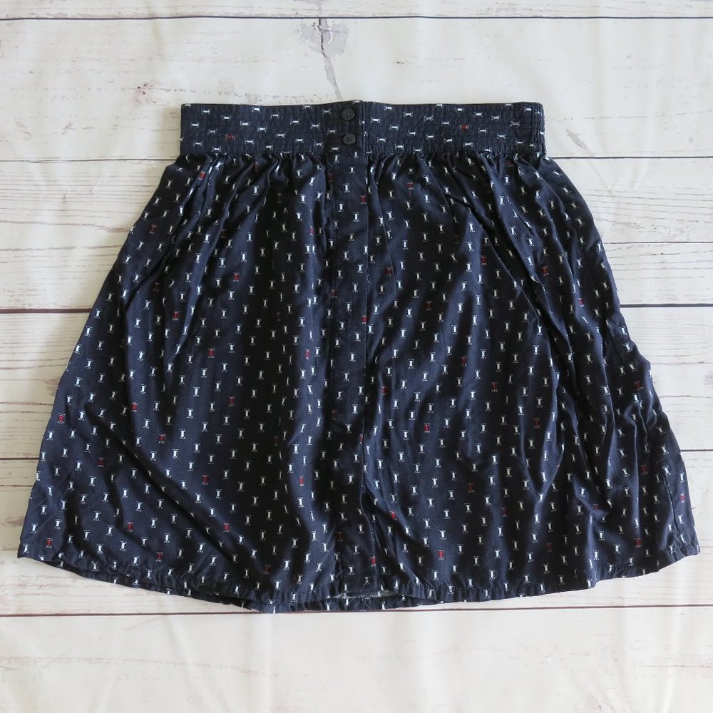 Gap Multi Color Print Button Front Elastic Waist A Line Mini Skirt - Size XS